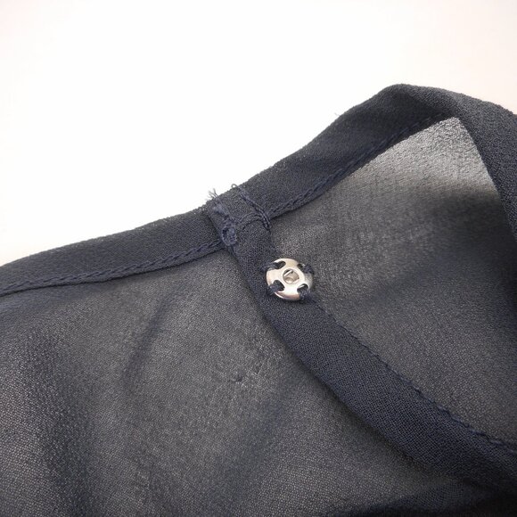 Soft Surroundings Womens L Sheer Blouse Minimalist Dark Blue-Gray 3/4 Sleeve - Picture 9 of 10